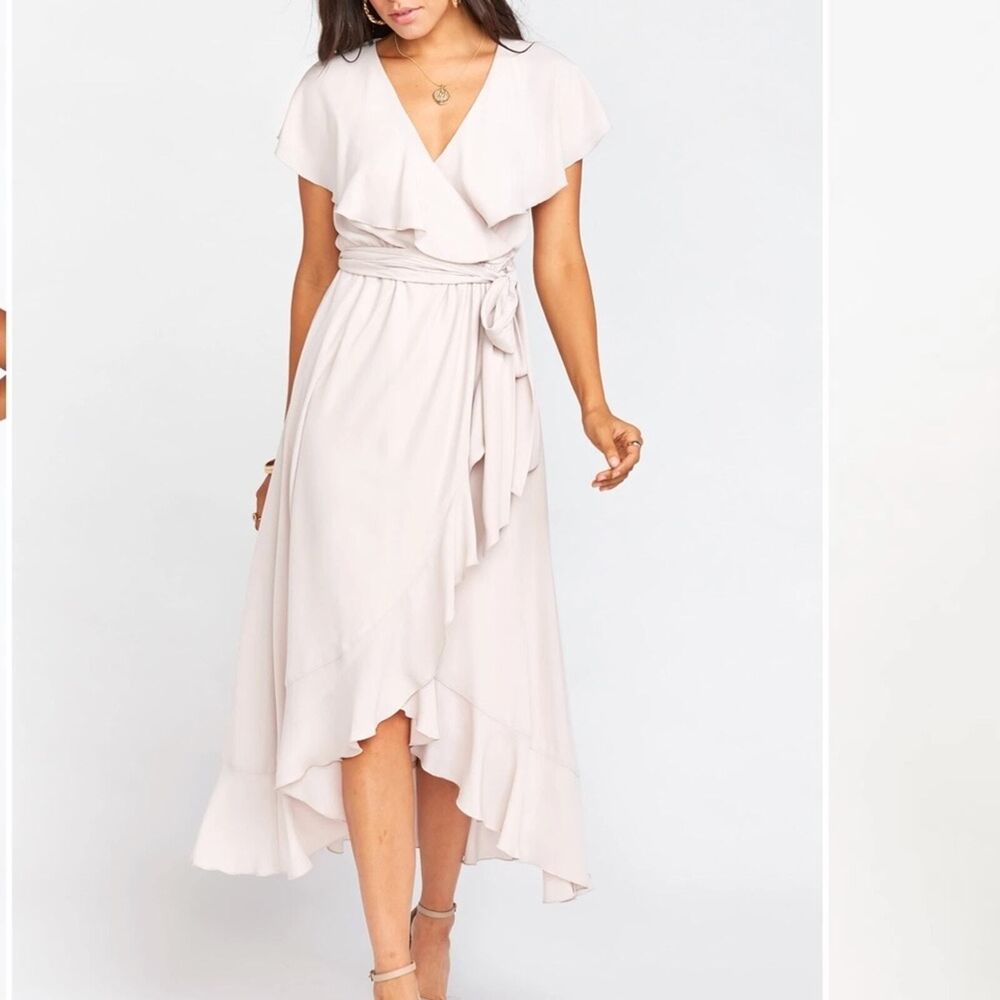 Show Me Your Mumu Jess Ruffle Midi Dress Blush Size M